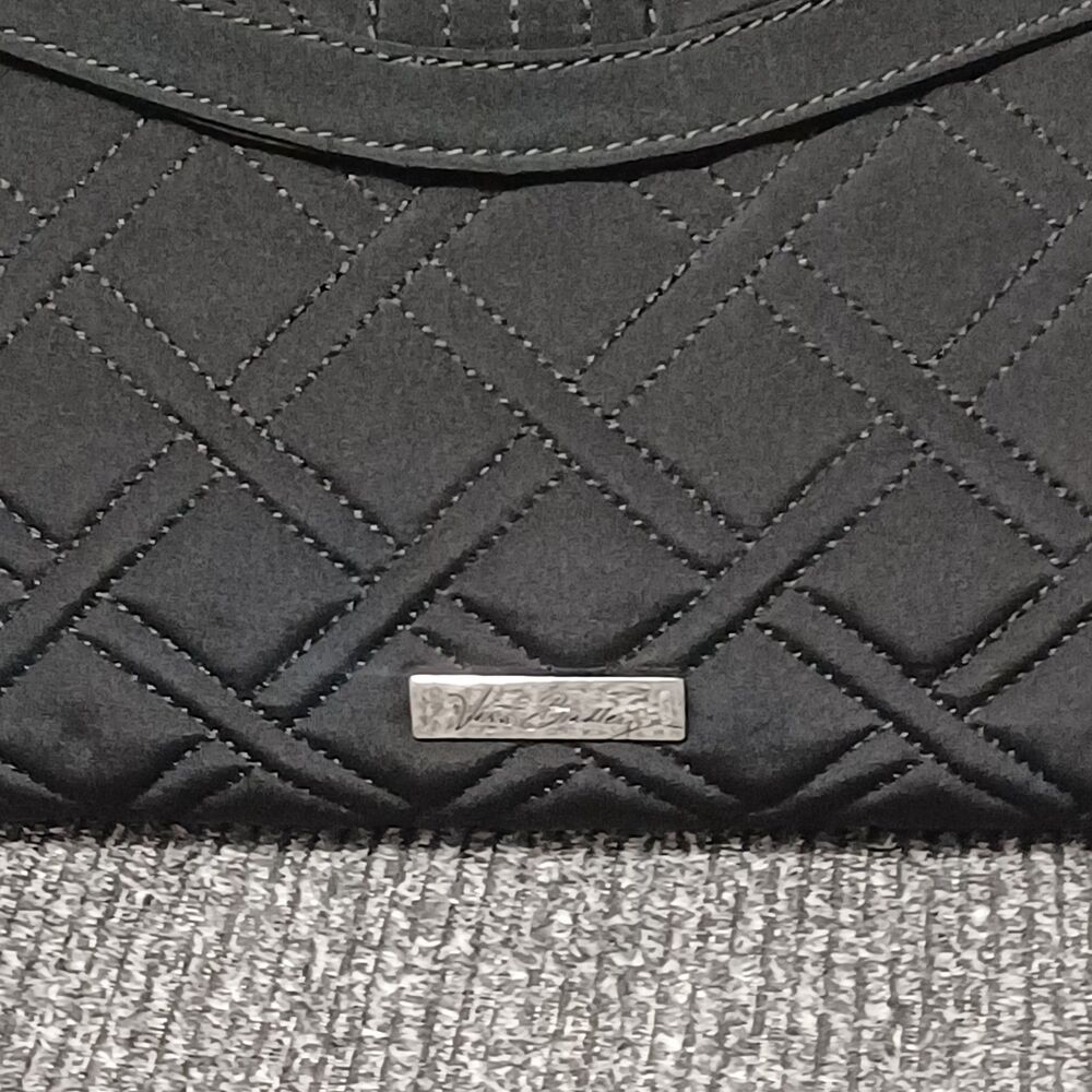 VERA BRADLEY Classic Black Glenna Shoulder Bag, Pleated Microfiber, EUC - Picture 2 of 6